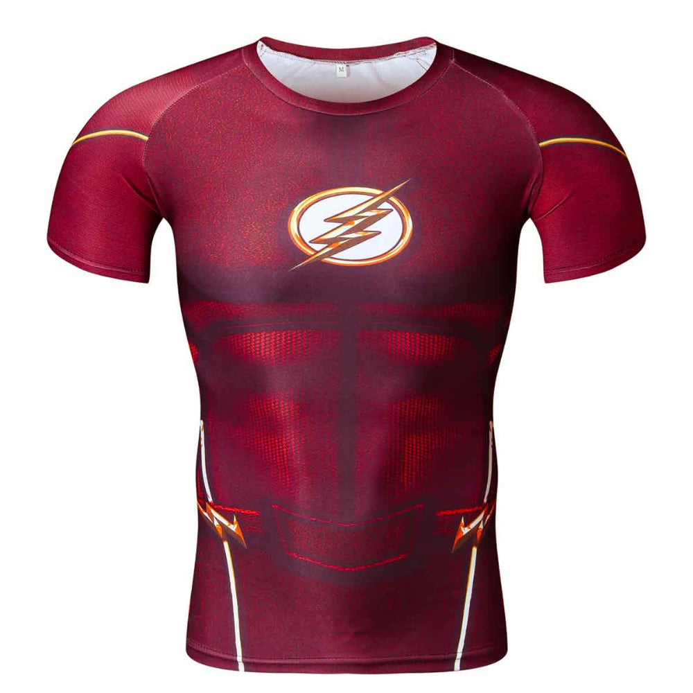 2018  Cosplay Costume Reverse Flash Superhero 3D Printed T-Shirt Men's Short Sleeve Compression Shirt  KLL